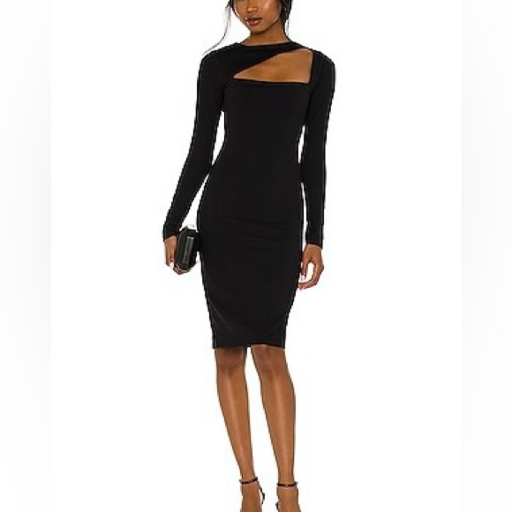 Susana Monaco Angle Cut Out Long Sleeve Bodycon Dress Size Medium Contemporary